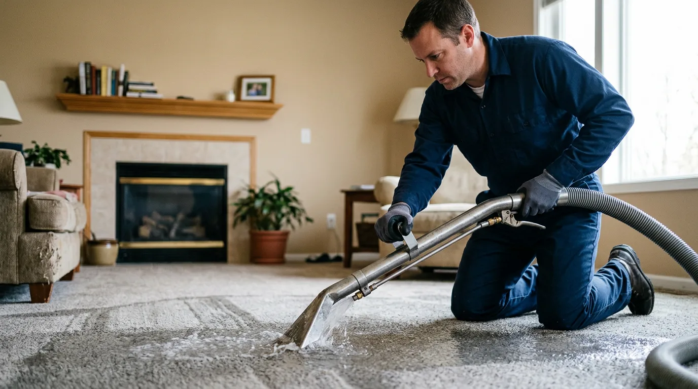 Water damage restoration technician working near Grassy Creek, NC